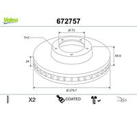 VALEO 2x Bremsscheibe belüftet vorne für Peugeot Boxer Kasten 244 230L ZCT_