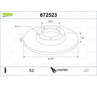 VALEO 2x Bremsscheibe hinten Ø278 mm Voll für Mercedes-Benz C-Klasse W203 W202