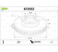 VALEO Bremsscheibe 672553 Hinterachse belüftet 310mm 20mm für Volvo ASIA
