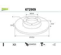VALEO 2x Bremsscheibe voll Hinterachse für Volvo V40 Schrägheck 525 526 V50 MW