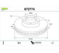 VALEO 672774 Bremsscheibe für AUDI,PORSCHE,VW