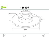 Valeo Bremsscheibe, geölte, Karton mit 1 Vollscheibe - Hinterachse - Ähnlich wie Originaldesign und -qualität - 186835