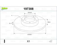 VALEO Bremsscheibe 197308 Hinterachse voll 240mm 8mm für RENAULT (DFAC)