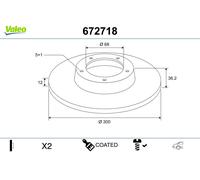 VALEO Bremsscheibe hinten rechts links voll 300mm für AUDI 672718