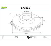 VALEO Bremsscheibe 673025 – vorne belüftet 258 mm – passend für Alfa Romeo, Fiat, Lancia
