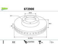 Valeo Bremsscheibe [Hersteller-Nr. 672900] für Seat, Skoda, VW, Audi