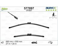 Valeo Silencio Flach Wischerblatt Satz - Vorne - 27 "/ 20 " - Für Jaguar I-Pace