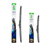 VALEO Silencio Wischer - Set aus Premium Ganzjahres-Originalausrüstungs-Ersatz-Hybrid-Wischerblättern VH132 + VH124 - Vorne, Länge: 600mm + 400mm - Set mit 2 Wischerblättern 574732 + 574724