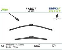 VALEO Silencio Wischer - VF376 - Leistungsstarke, hervorragende Sicht auf der Straße, einfache Montage - originale Flachblätter 600mm/475mm - Vorne - Set mit 2 Wischerblättern - 574476