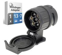 valonic Premium Anhänger Adapter - 13 auf 7 polig, schwarz - Auto zu Hänger, Adapter für Pkw, Kfz und LKW - kurz, Anhängerkupplung, Adapterstück