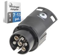 valonic Premium Anhänger Adapter - 7 auf 13 polig, schwarz - Auto zu Hänger, Adapter für Pkw, Kfz und LKW - kurz, Anhängerkupplung, Adapterstück