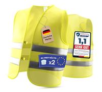 VANEJA Warnwesten Auto 2er Set - Europaweit gültig nach Norm 2025 EN ISO 20471 - Reflektierende Kfz Warnweste - Warnschutzweste für Erwachsene - High Visibility Vest