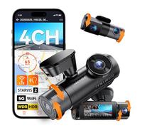 VANTRUE N5S 4 Kanal STARVIS 2 Dashcam Auto 2.7K+ 1080P+ 1080P+ 1440P Vorne Innen Hinten, HDR+ WDR Dash Cam 5G WLAN, Sprachsteuerung Dashcams, GPS, 24Std. Puffer Parkmodus, LTE Optional, Max 1TB