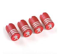 VAPORVERSE 4 Stück Ventilkappen Auto für Peu-geot 206 207 307 308 3008 4008 5008 GT-Line, Reifenventilkappen Autoventil Kappe Auto Reifenventil Kappe Staubkappen Ventildeckel,Red