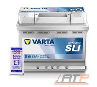 VARTA AUTOBATTERIE 12V 63Ah STARTERBATTERIE 610A D15 + 10g BATTERIE-POL-FETT