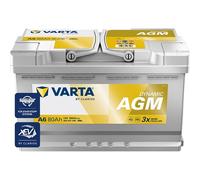 VARTA Automotive DYNAMIC AGM (A6) 12V 80Ah 800A - Nassbatterie für Start-Stopp Systeme und xEV - Starterbatterie für Autos mit höherem Energiebedarf - Wartungsfreie Bleisäurebatterie