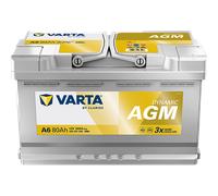 VARTA Silver Dynamic AGM Autobatterie speziell für Start-Stop-Technologie, A6 80AH 800A 315/175/190