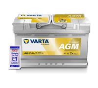 Varta Starterbatterie DYNAMIC AGM 80Ah 800A A6 + Pol-Fett [Hersteller-Nr. 580901080K262] für Lexus, Dodge, Infiniti, Chrysler, Audi, Genesis, Fiat, Fo