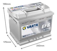 VARTA Starterbatterie DYNAMIC EFB 12 V, 60 Ah, 640 A 12V 60Ah 640A für VW SUZUKI DACIA PEUGEOT AUDI TOYOTA MERCEDES-BENZ NISSAN OPEL GREAT WALL RENAUL