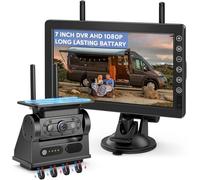 VASTEND Rückfahrkamera Kabellos Solar 7" 1080P Monitor, Magnetische Rückfahrkamera Funk mit 10000mAh Akk, Unterstützung 4 Kameras, Drahtlose Kamera für Wohnwagen, LKW, Auto, Wohnmobil(VS-7B)