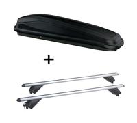 VDP Dachbox JUEASY300 300 Liter schwarz + Alu Dachträger RB003 kompatibel mit für Opel Insignia Kombi (5Türer) 2009-2017