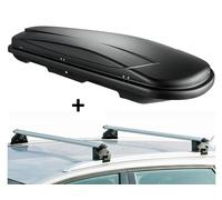 VDP Skibox JUXT500 + Alu Relingträger CRV107 kompatibel mit VW Passat Kombi 5 Türer ab 2015