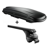 Skibox schwarz VDP JUXT400 lit + Relingträger für Skoda Fabia III SW ab 15 bis