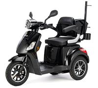 VELECO DRACO - 3-Rad Mobilitätsroller - komplett montiert und fahrbereit - elektromagnetische Bremse - Gehstockhalterung - Getränkehalter - Kofferraum - Dreirad Seniorenmobil (SCHWARZ)