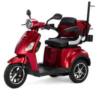 VELECO DRACO - 3-Rad Mobilitätsroller - komplett montiert und fahrbereit - elektromagnetische Bremse - Gehstockhalterung - Getränkehalter - Kofferraum - Dreirad Seniorenmobil (ROT)