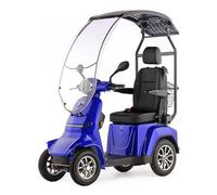 VELECO Gravis mit Dach - bequemer Kapitänssitz, Mobilitätsroller, Elektromobil, komplett montiert und fahrbereit - Voll-LED Beleuchtung (Blau)