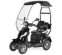 VELECO Seniorenmobil Lithium-Ionen Akku 4-Rad ElektroRoller 1000W Faster (SCHWARZ mit Dach)