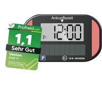 VENTON [Test SEHR GUT, Note 1.1] Elektronische Solar Parkscheibe schwarz mit Zulassung, Automatische Digitale Parkuhr Elektrisch für alle PKW, Auto Zubehör Innenraum, Digital Solar-Parkscheibe