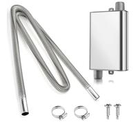 Verbesserter Schalldämpfer mit 120cm Abgasschlauch für Stromerzeuger,Abgasrohr Standheizung,Auto Edelstahl Auspuffrohr mit Zwei Edelstahlklammern für Diesel Heizung,Ringschlüssel Schnee Schlüsselbund