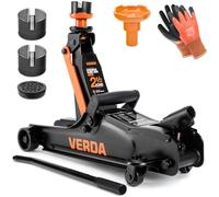 Verda Hydraulischer Wagenheber 2,5T, 85-365 mm, 3X Gummi, robuster Handgriff, Rangierwagenheber PKW, Profi, Ständer, Flache, Wohnmobil, Geländewagen, Heber, Arbeitshandschuhe, Autoheber