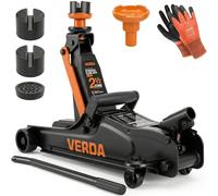 Verda Hydraulischer Wagenheber 2,5T, 85-365 mm, 3X Gummi, robuster Handgriff, Rangierwagenheber PKW, Profi, Ständer, Flache, Wohnmobil, Geländewagen, Heber, Arbeitshandschuhe, Autoheber