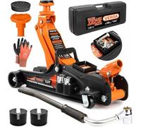Verda Hydraulischer Wagenheber 2,5T, 85-365mm + Gummiauflage + Koffer + Montagehandschuhe + Schlüssel Magnetische Werkzeugschale, Rangierwagenheber, Autoheber, PKW, Profi(Wagenheber 2,5T + Schlüssel)