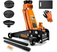 Verda Hydraulischer Wagenheber 3T, 130-490mm, 2X Gummi, Profilmesser,Heber Rangierwagenheber PKW, Profi, Auto, Wohnmobil, Geländewagen, Werkstatt Montagehandschuhe (SN3026)