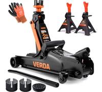 Verda Profi Hydraulischer Wagenheber 2,5T, 85-365mm, 2X Gummi, 2X Unterstellböcke PKW SUV Rangierwagenheber Auto Heber Wohnmobil, Geländewagen (Wagenheber 2,5T + 2X Unterstellbock)