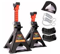 Verda Unterstellböcke 3T, 295-425 mm, VERSTÄRKT Wagenheber Ständer Modellwahl Wagenbock Werkstattstände Profi Reifenwechsel Abstellbock Auto Heber Stützböcke (1 Paar 3T mit Sicherung und Gummi)