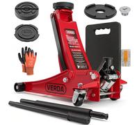 Verda Wagenheber hydraulisch 3T (130-490), 2X Gummi, Rangierwagenheber, Profi, Doppelpumpsystem Doppelkolben, Heber, Ständer, Flache, Werkstatt, PKW, Wohnmobil