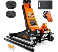 Verda Wagenheber hydraulisch 3T (75-515), 2X Gummi, Kniematte, Profilmesser, Handschuhe Rangierwagenheber, Profi, Doppelpumpsystem Doppelkolben, Heber, Ständer, Flache, Werkstatt, PKW, Wohnmobil