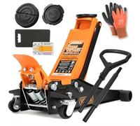 Verda Wagenheber hydraulisch 3T (75-515), 2X Gummi, mit D-Griff und Fußpedal, Rangierwagenheber, Profi, Doppelpumpsystem Doppelkolben, Heber, Ständer, Flache, Werkstatt, PKW, Wohnmobil