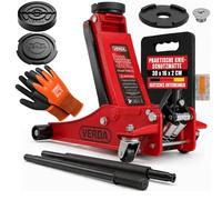 Wagenheber 3T + 2x Gummi + Montagehandschuhe Tief (75-515mm) Doppelkolben Profi