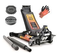 VERDA Wagenheber hydraulisch 3T, 80-465 mm, 2X Gummiauflage Extra Flacher Profi Rangierwagenheber mit Doppelkolben, Montagehandschuhe Doppelpumpsystem Auto Heber SUV PKW SN3065