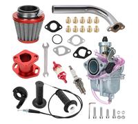 Vergaser VM22 26mm Carb Auspuffrohr CNC Mainfold Luftfilter Für Mikuni Für Predator 196cc Für KT196 Für GX160 Für GX200 Für CT200U Motorradvergaser(Rot)