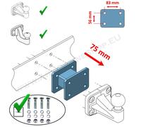 AHK-Verlängerung 75mm Anschraubplatte AHK-Bock 83x56mm für Mercedes Vario 1996-