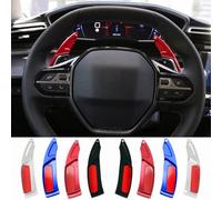 VeroCh 2 Stück Auto Lenkräder verlängern den Schaltknäufe aus Aluminium, für Peugeot 208 308 508 Allure PSE 2008 3008 5008 SW GT Line R Hybrid Verlängerungsaufkleber Zubehör, D/Silver