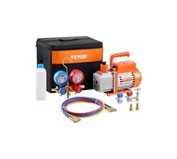 VEVOR 3,5 CFM AC-Vakuumpumpe & Manometer-Set, einstufige Drehschieber-HVAC-Luftvakuumpumpe, A/C-Kältemittelverteiler-Manometer-Kit, für Kältemittel R134a, R12, R22, R502a, R410A, R404, R407C