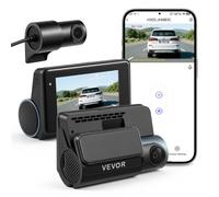 VEVOR 4K Dashcam Auto Vorne und Hinten, 1080p Dual-Autokamera mit Integriertem GPS & G-Sensor, WLAN App-Steuerung 3 Zoll Bildschirm 123° + 125° Weitwinkel Loop-Aufnahme Parkmodus Schwarz