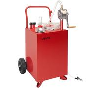 VEVOR 75 L Kraftstofftrolley, Benzin- & Dieseltank mit manueller Transferpumpe, Kraftstoffkanister mit 2 Rädern & 3 m Schlauch, Gasbehälter für Autos, Rasenmäher, Geländefahrzeuge, Boote, Rot
